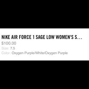 Nike Air Force 1 size 7.5 lavender color